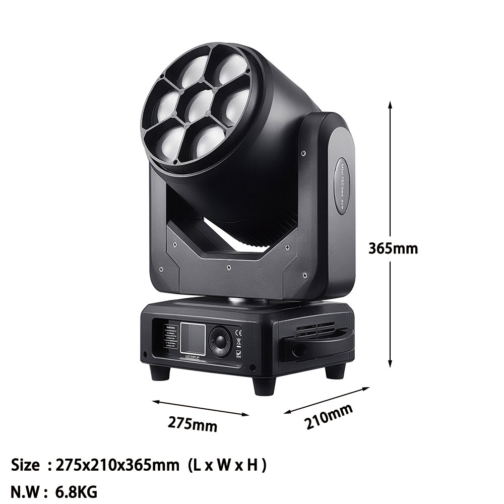 MWASH760ZB 7x60W Zoom Backlight with Ring Light Wash Moving Head Light