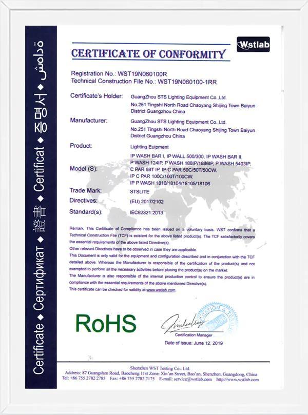 C PAR 100 IP-ROHS certificate